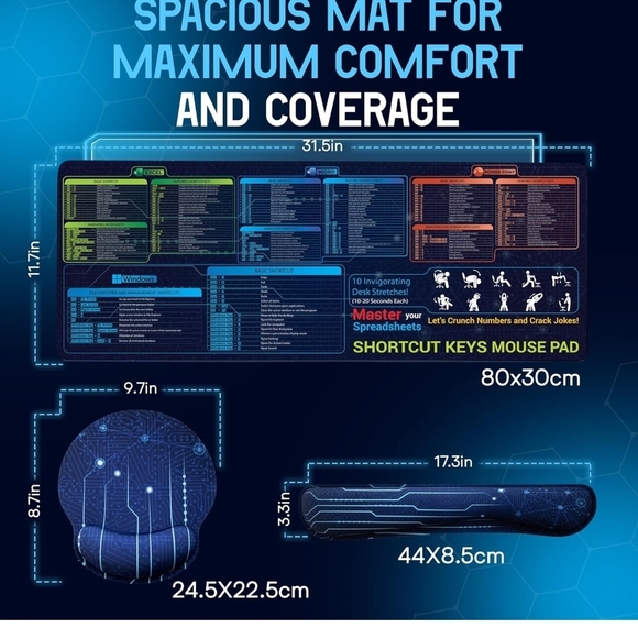 Silky Smooth Mouse Pad with Shortcut Guide Pad, Wrist Pad, And Mouse Pad - Picture 3 of 5